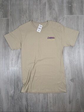 Empyre Graphic Tee Medium Beige Streetwear Skate Shirt Logo Front Back Print NWT
